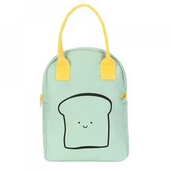 Fluf Zipper Lunch Bag - Happy Bread Mint